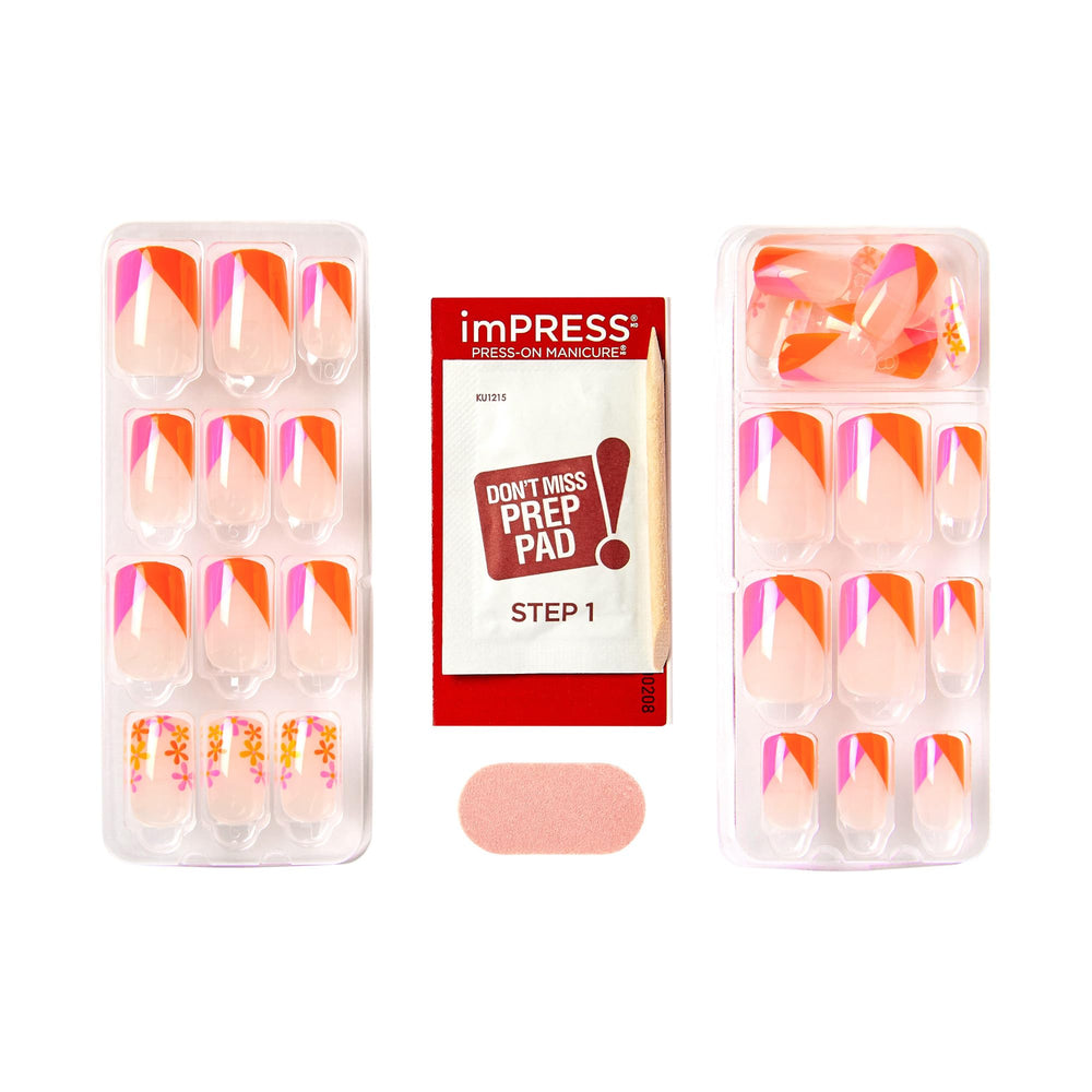 KISS imPRESS array of 30 nails displayed to show size variety and quick selection