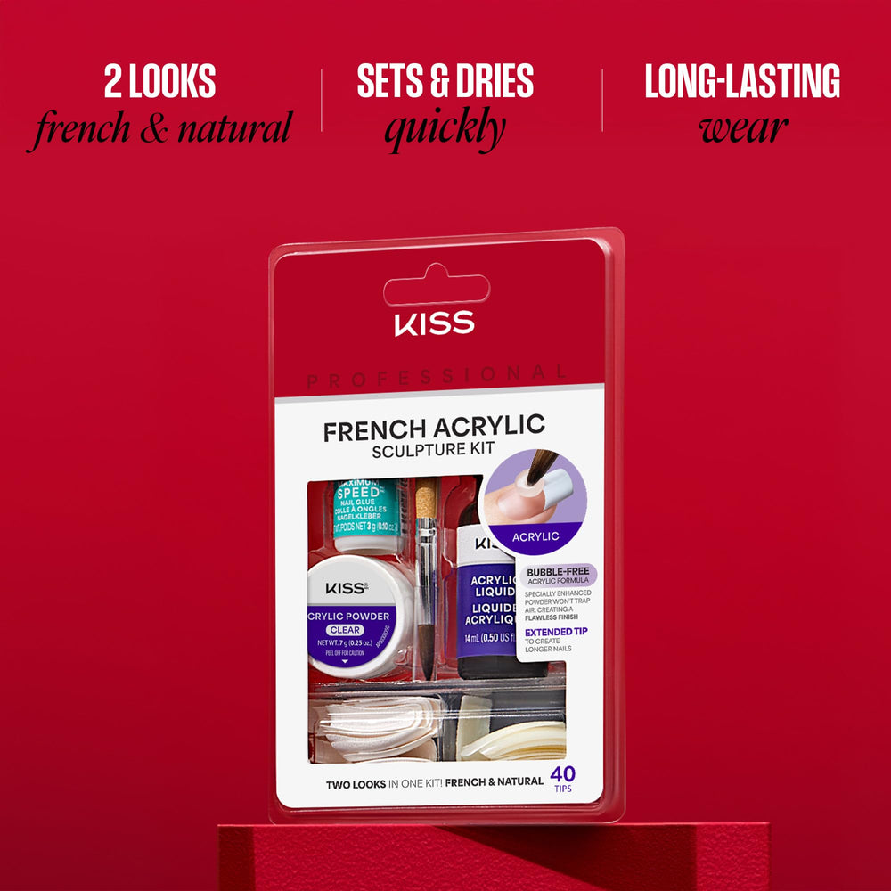 KISS kit used in a home manicure setting demonstrating salon-quality results
