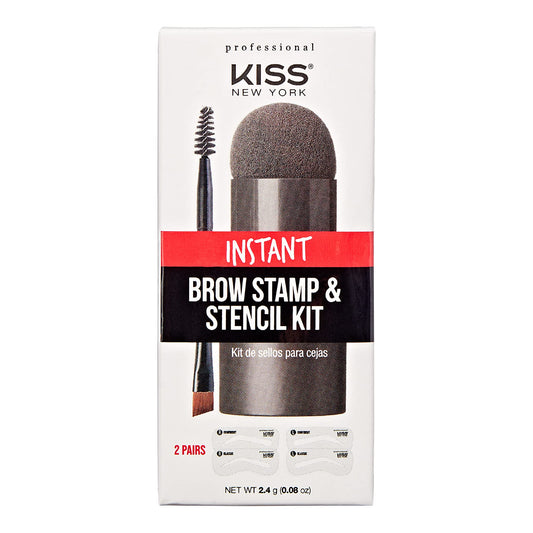 Kiss brow stamp front view showing compact kit for quick brows