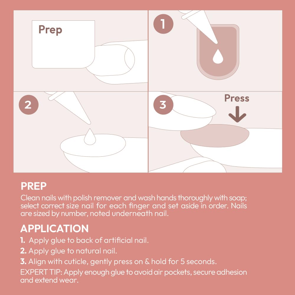 KISS kit contents with glue and manicure stick for convenient at-home use