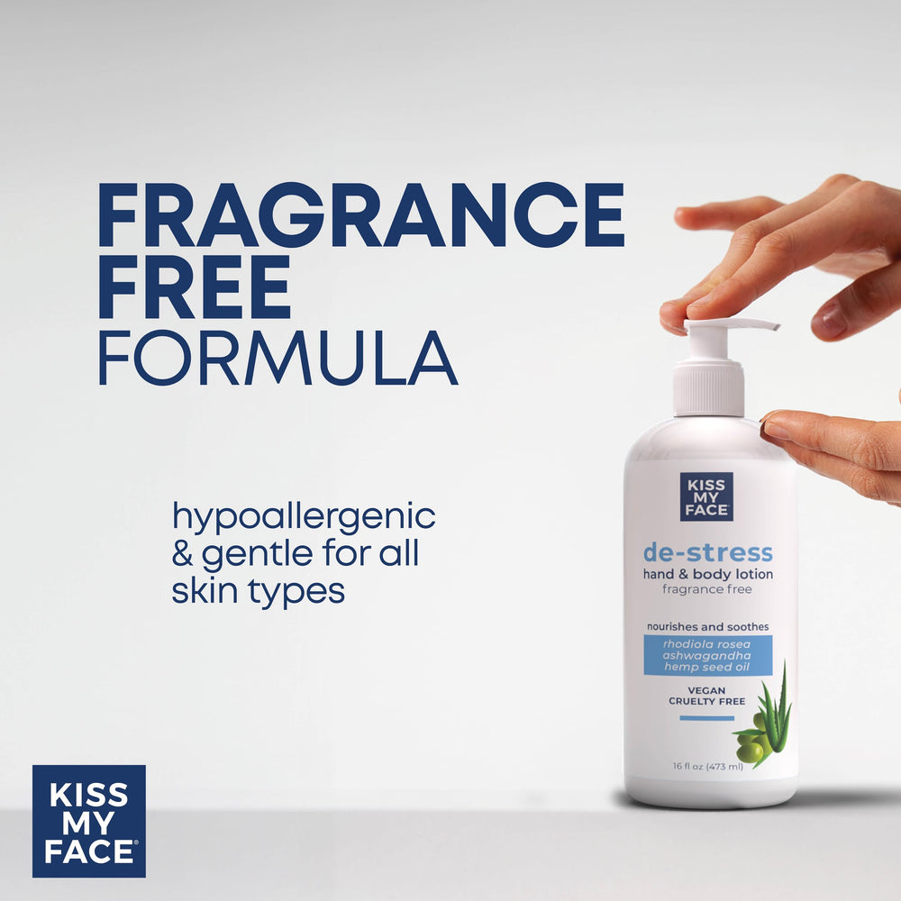 Kiss My Face applying lotion to hands demonstrating fast hydration benefit