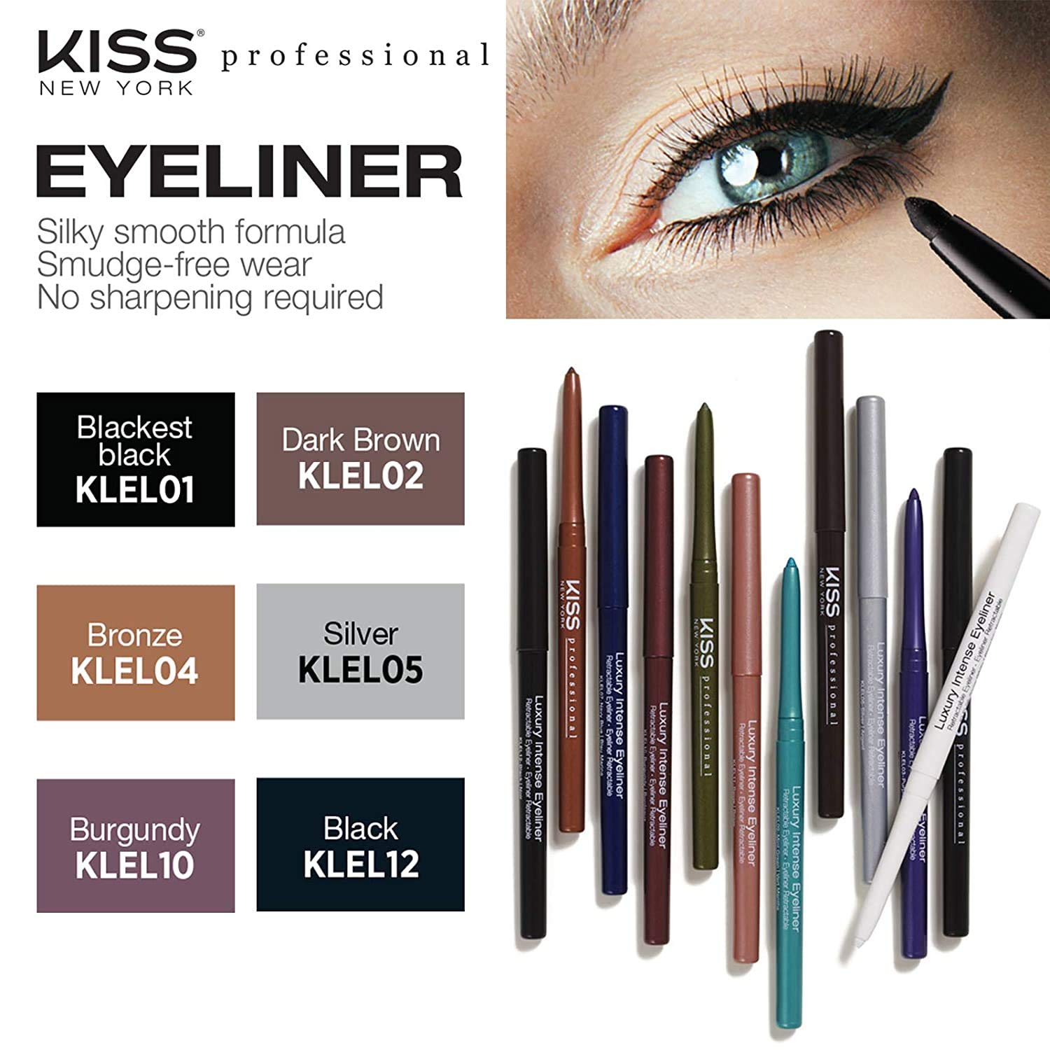 Kiss New York visible texture stroke on skin showing creamy pigments and smooth glide