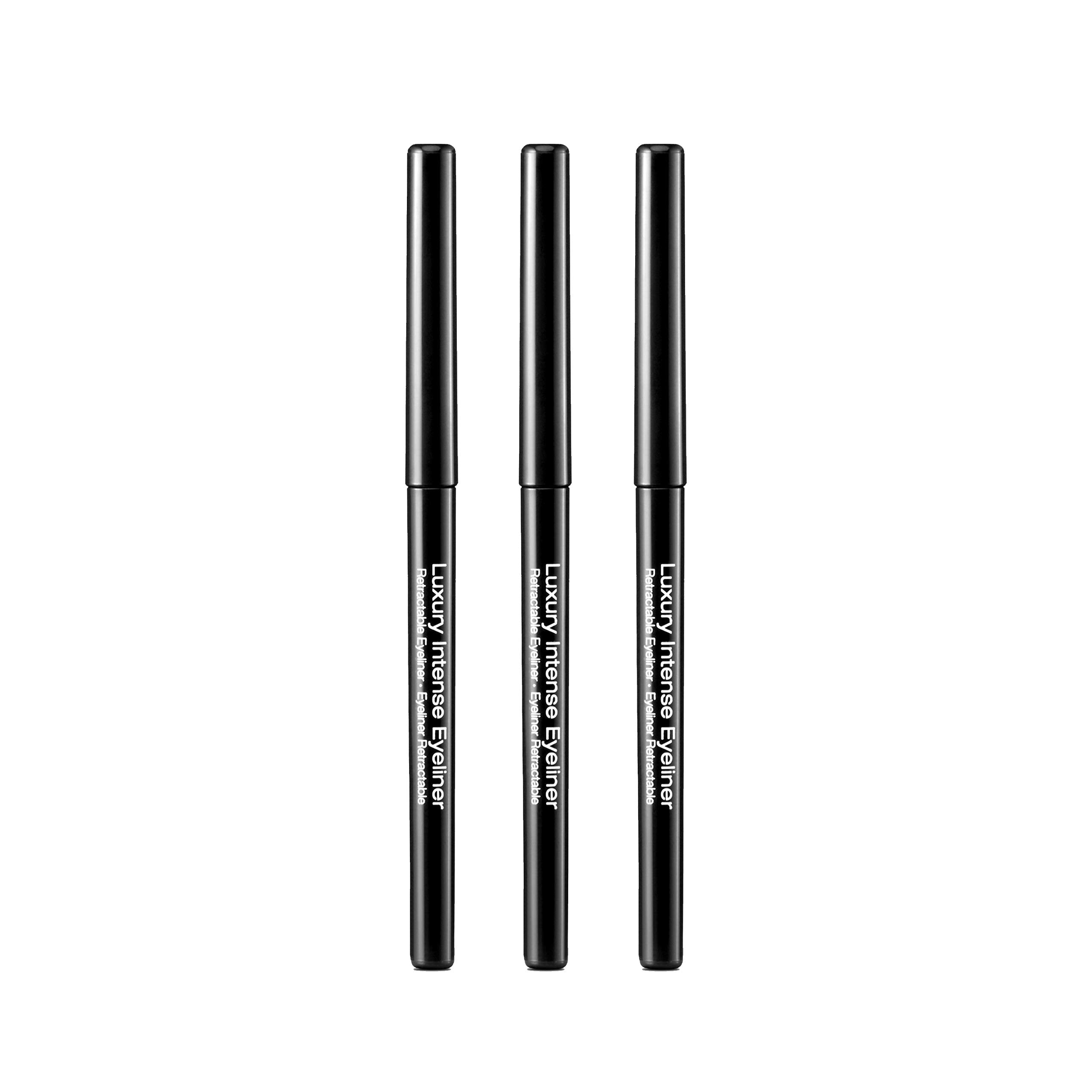 Kiss New York front packaging showing three retractable eyeliners and bold black color
