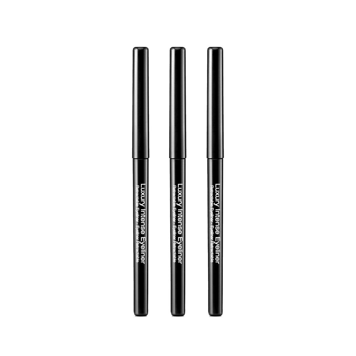 Kiss New York front packaging showing three retractable eyeliners and bold black color