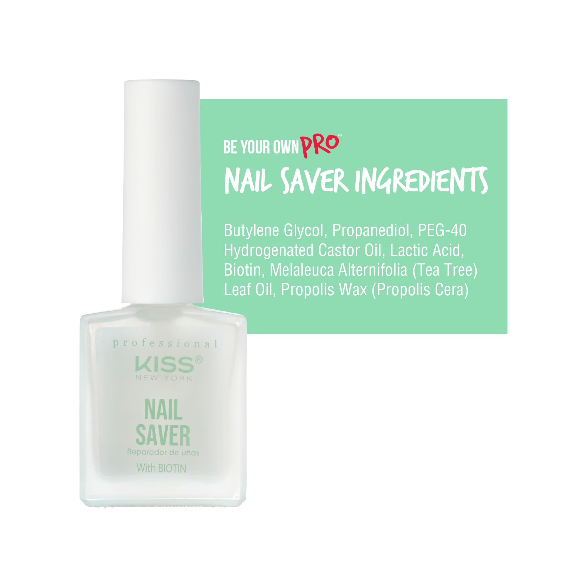Kiss label close-up highlighting ingredients and clear benefits