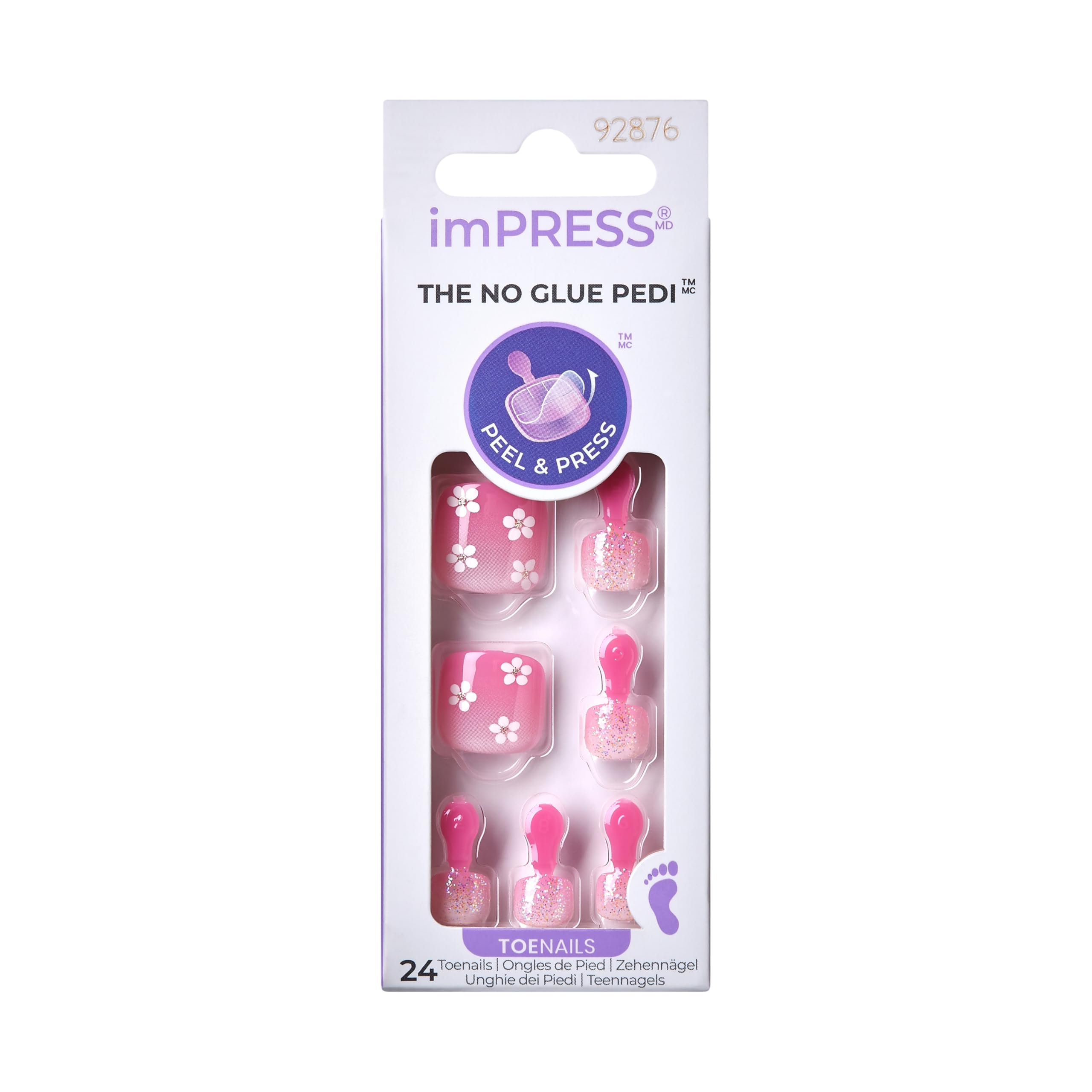 KISS front packaging showing full 30-piece pedal nail kit and tools for easy application