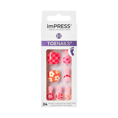 KISS front packaging showing colorful retro toenail design and kit contents benefit quick pedicure