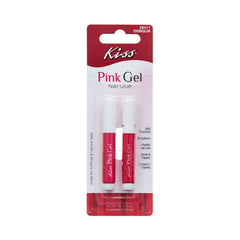 KISS pink gel nail glue front packaging showing brand and product benefit