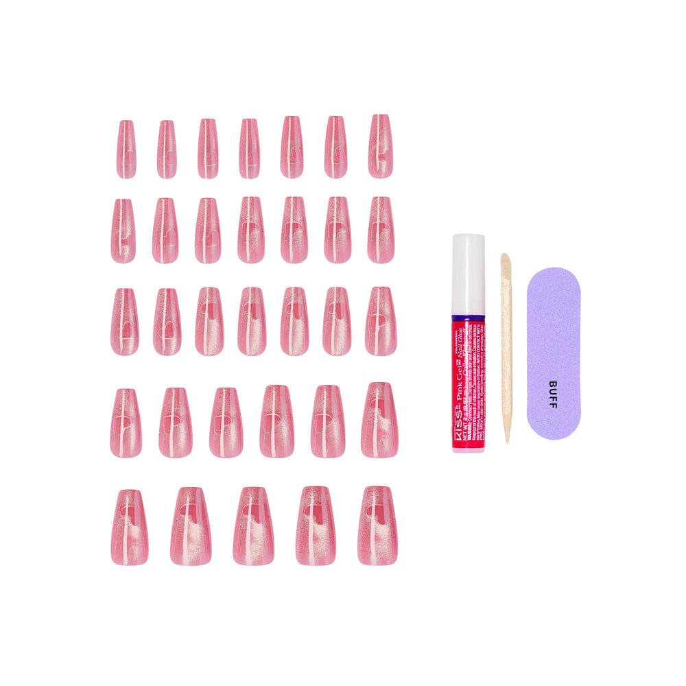 KISS Pink Sugar 2g glue and manicure tools included for secure application