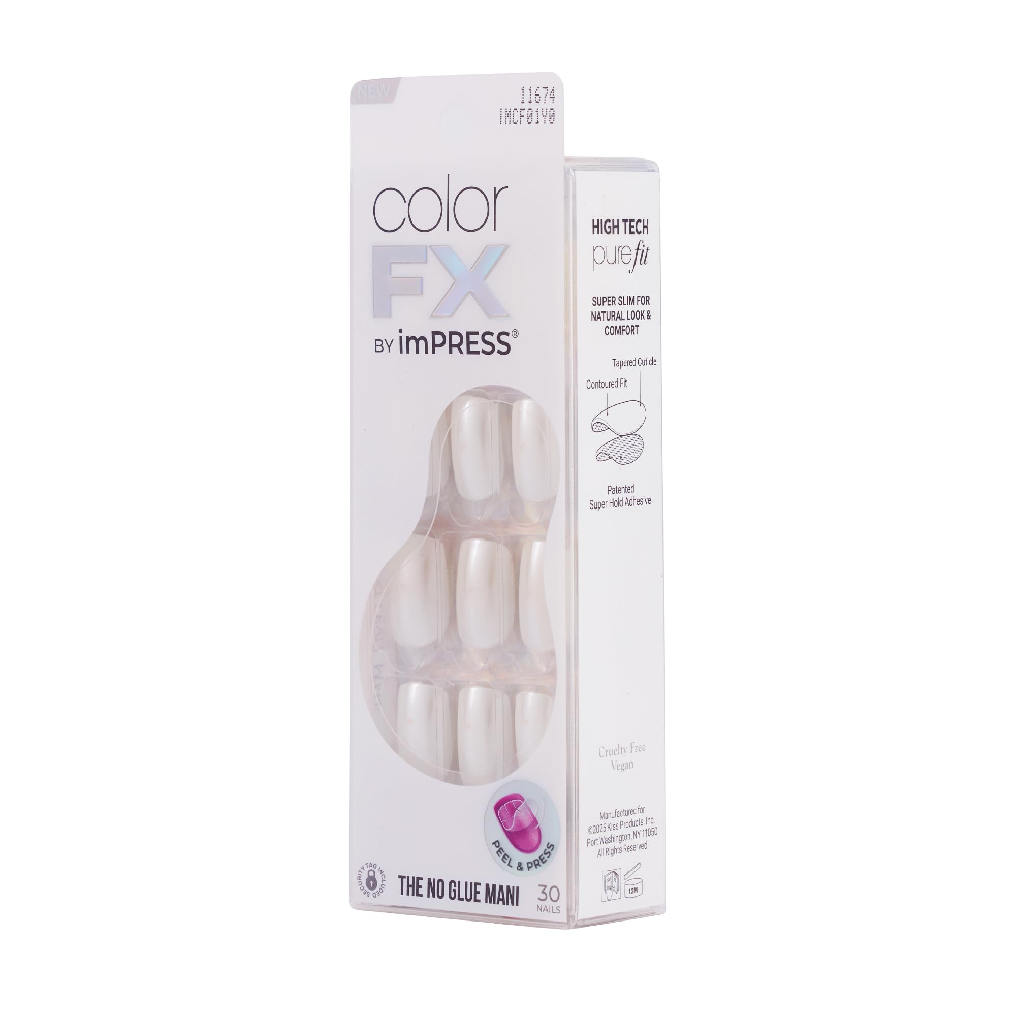 Hand applying a KISS press-on nail demonstrating easy peel-and-press convenience