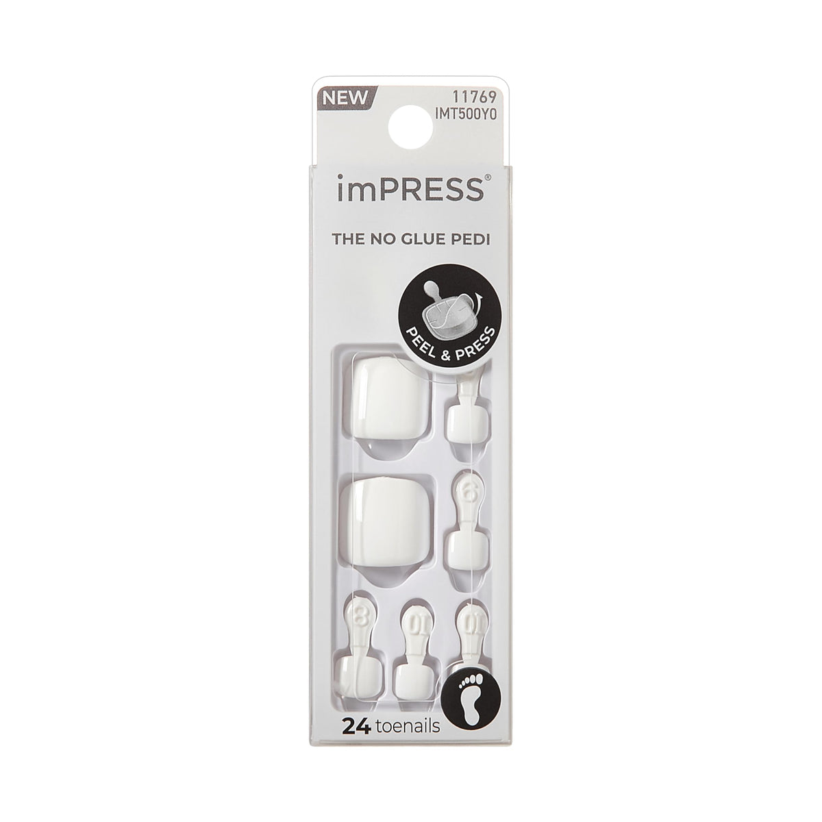 KISS front packaging showing 30 press-on toenails and tools for quick application