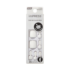 KISS front packaging showing 30 press-on toenails and tools for quick application