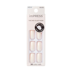 KISS pure white front packaging showing 30-piece press-on kit and branding for quick application