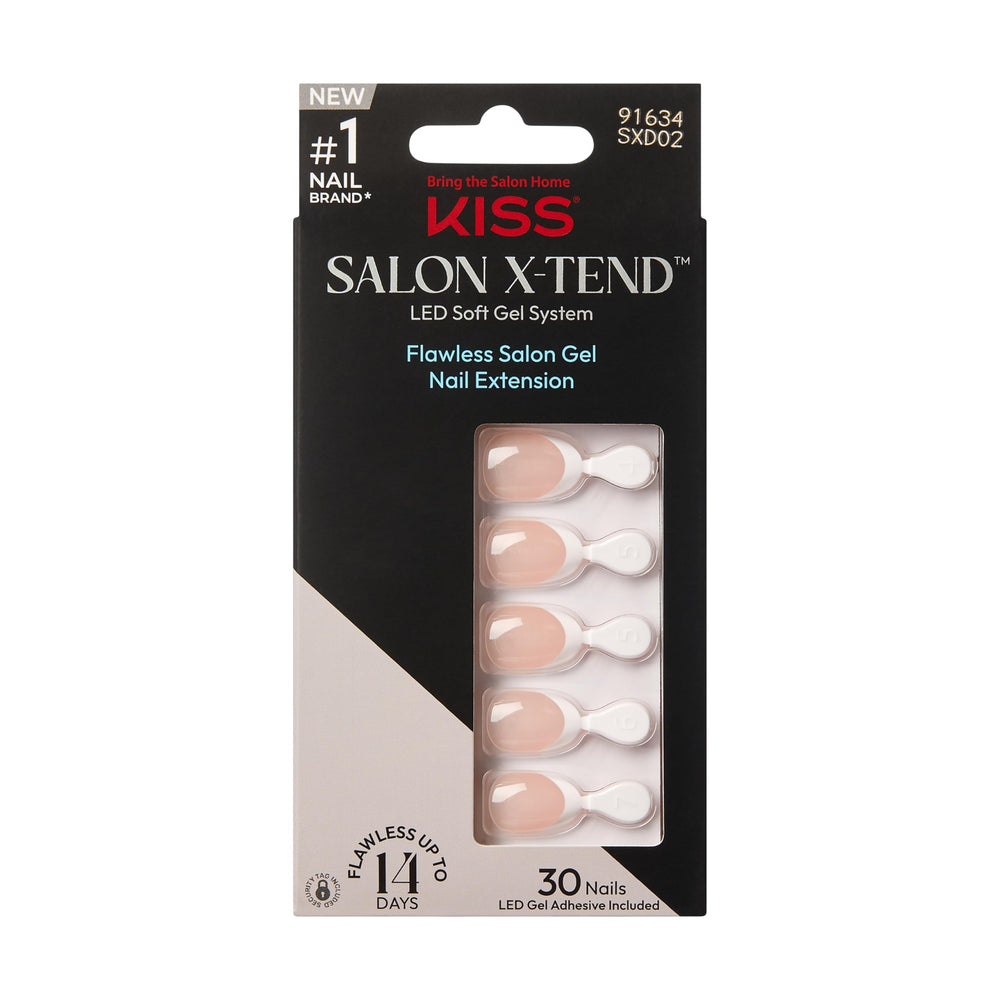 KISS front packaging showing complete X-tend kit for easy at-home gel nails