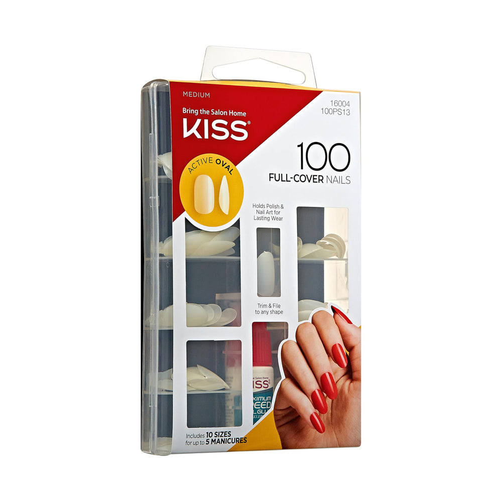 KISS hand wearing nails for scale demonstrating realistic length and coverage