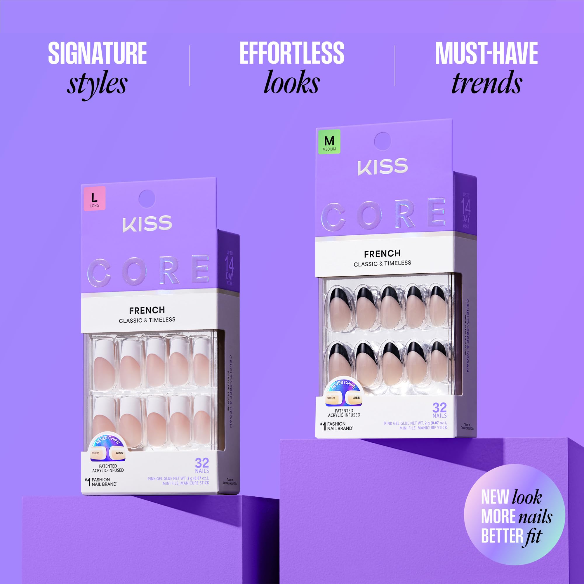 KISS side profile view showing nail thickness and flexible acrylic-infused durability