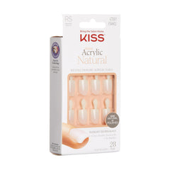 Close-up of KISS squoval short nail shape highlighting smooth acrylic finish and seamless edge