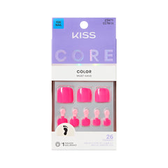 KISS front packaging showing Step It Up pink toenail kit and contents benefit convenience