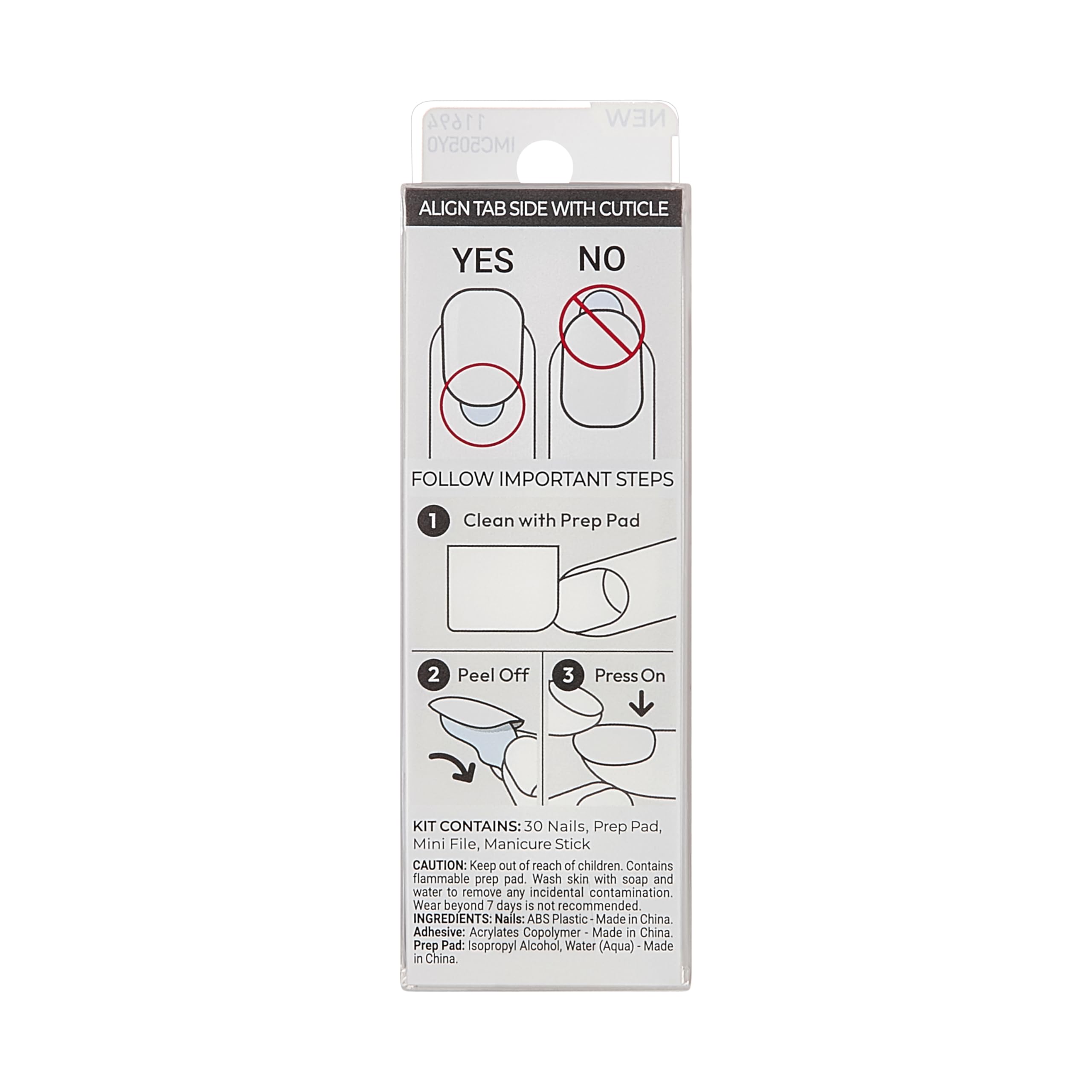 KISS included manicure stick prep pad and mini file for easy customization