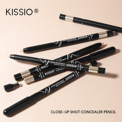 KISSIO concealer pencil cap and label detail highlighting product info