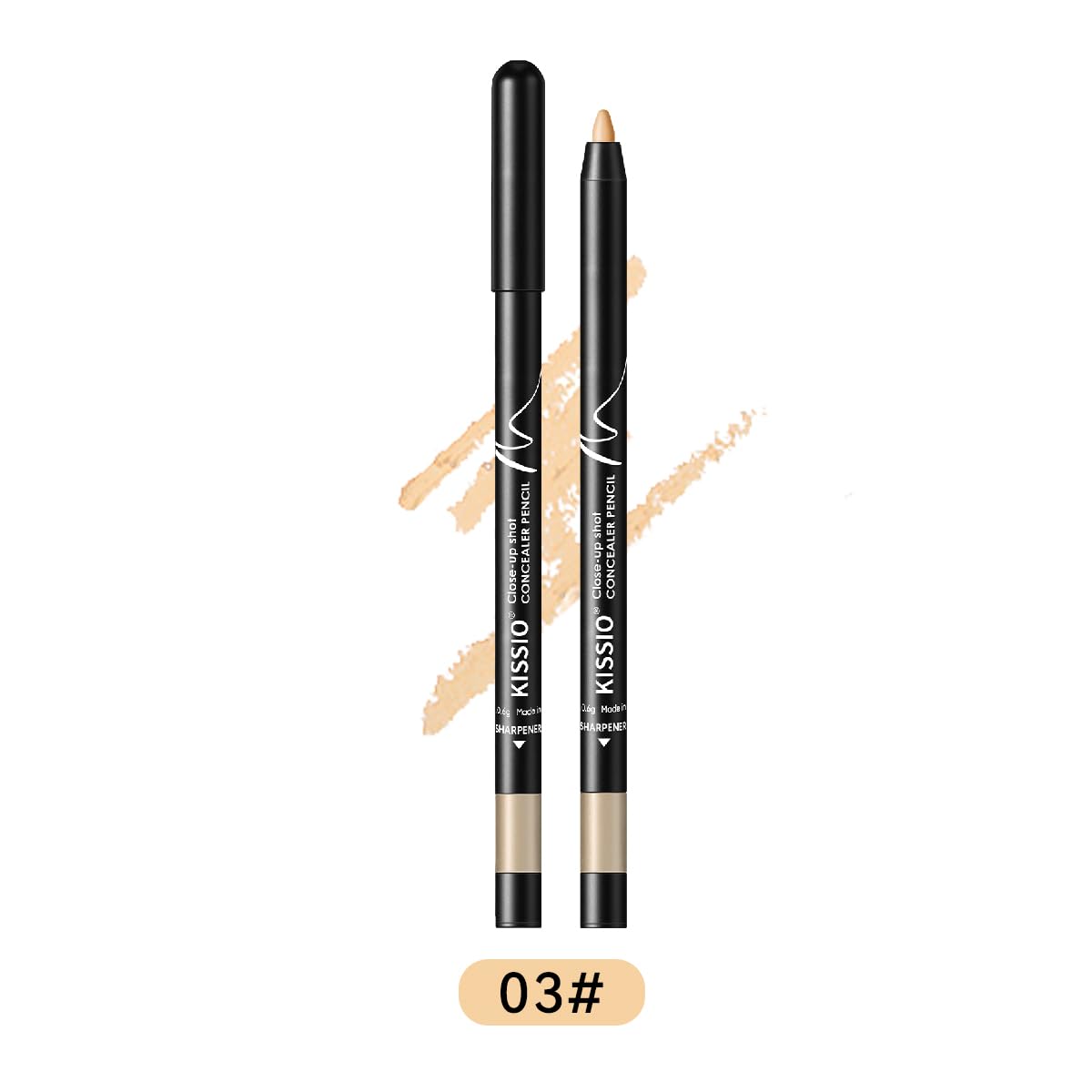 KISSIO concealer pencil tip close-up for precise application benefit