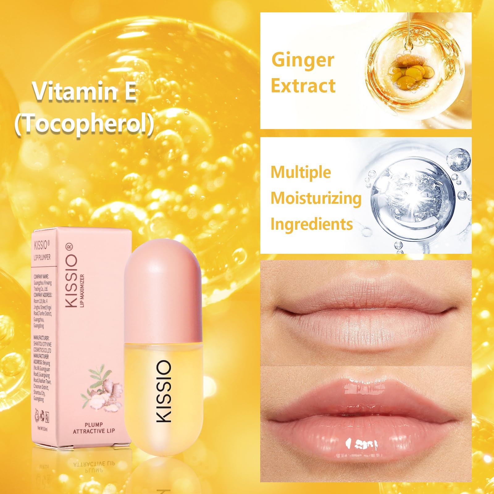 KISSIO gloss texture on fingers demonstrating hydrating, non-sticky shine benefit