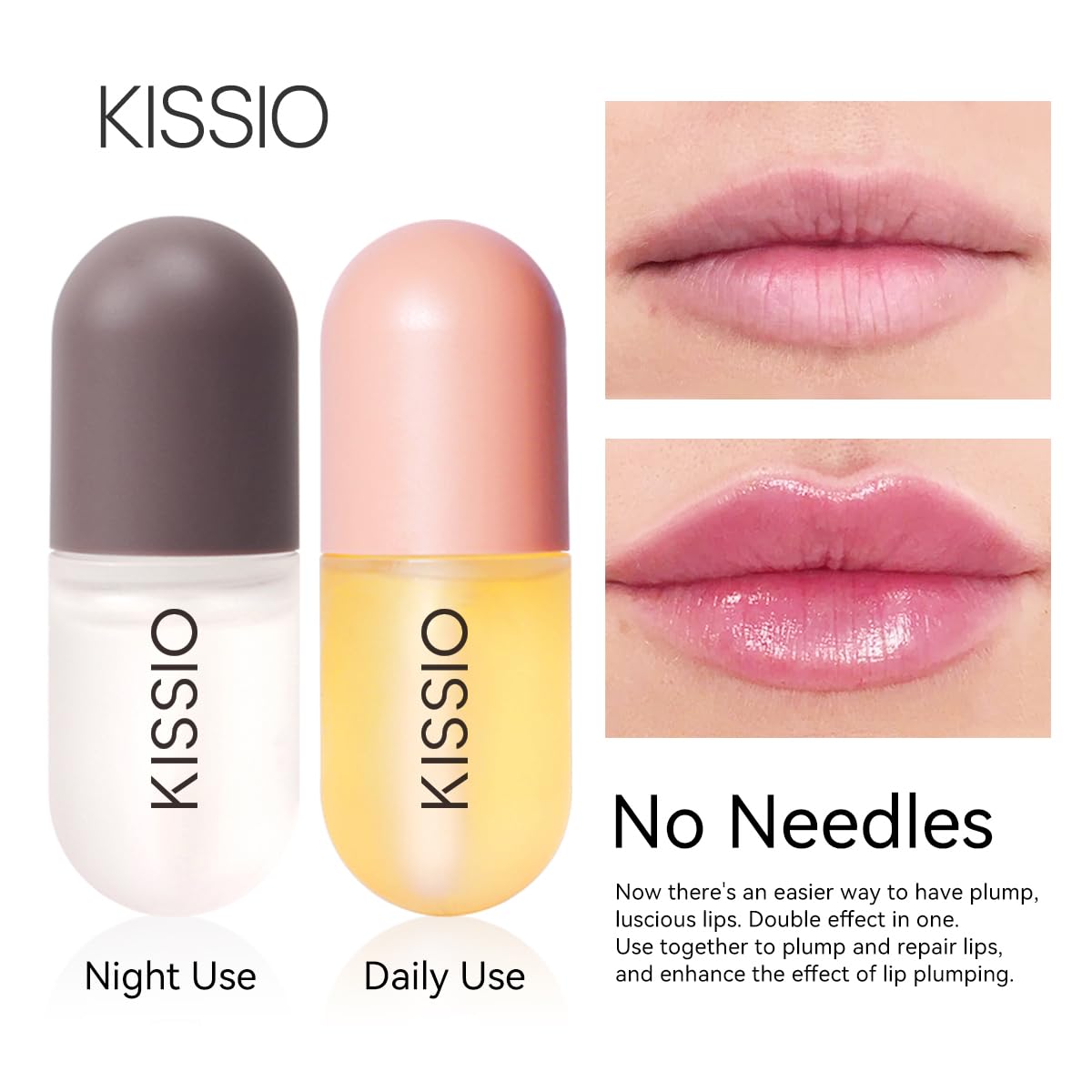 KISSIO yellow day gloss tube close-up highlighting plumping action