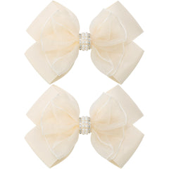 KISZU beige bow front view shows elegant accessory and secure hold