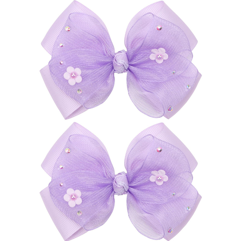 KISZU purple bow front view shows elegant accessory and versatile wear