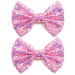 Kiszu front view pink bow showing sparkle and cute shape for styling