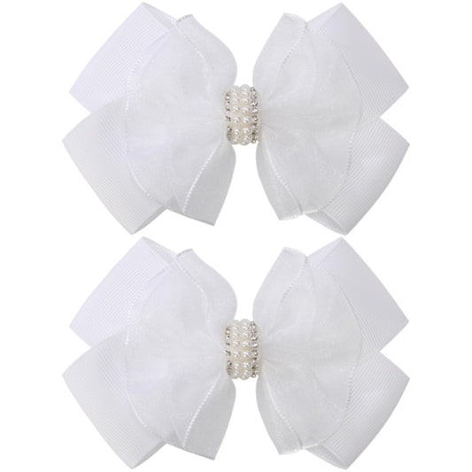 KISZU front view of white 4-inch bow showing elegant finish and versatile wear