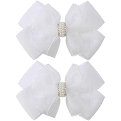 KISZU front view of white 4-inch bow showing elegant finish and versatile wear