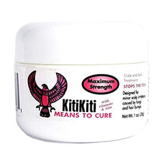 Kitikiti bottle front view showing label and compact 1 oz size for targeted relief