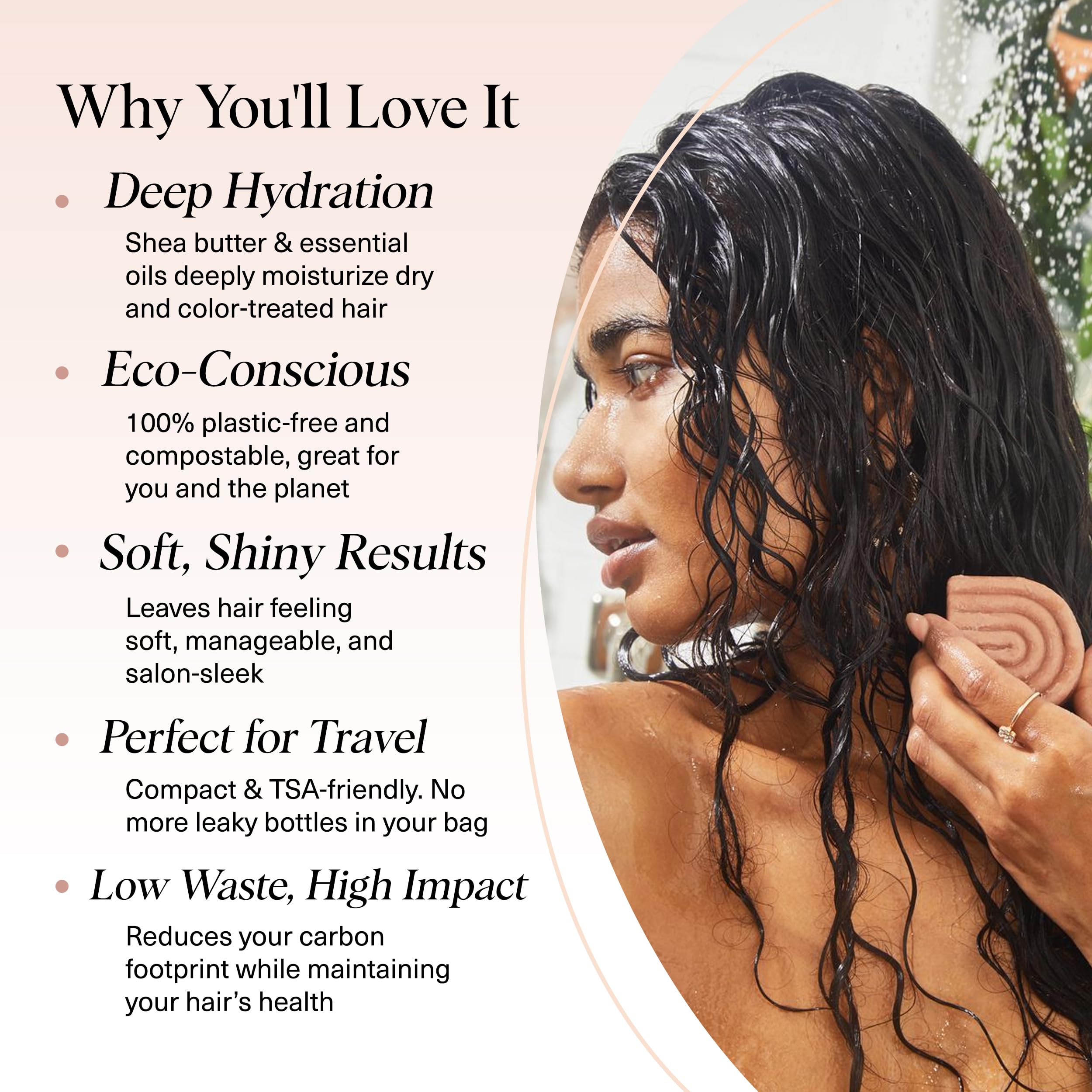 Kitsch lathering conditioner bar in hand demonstrating easy application