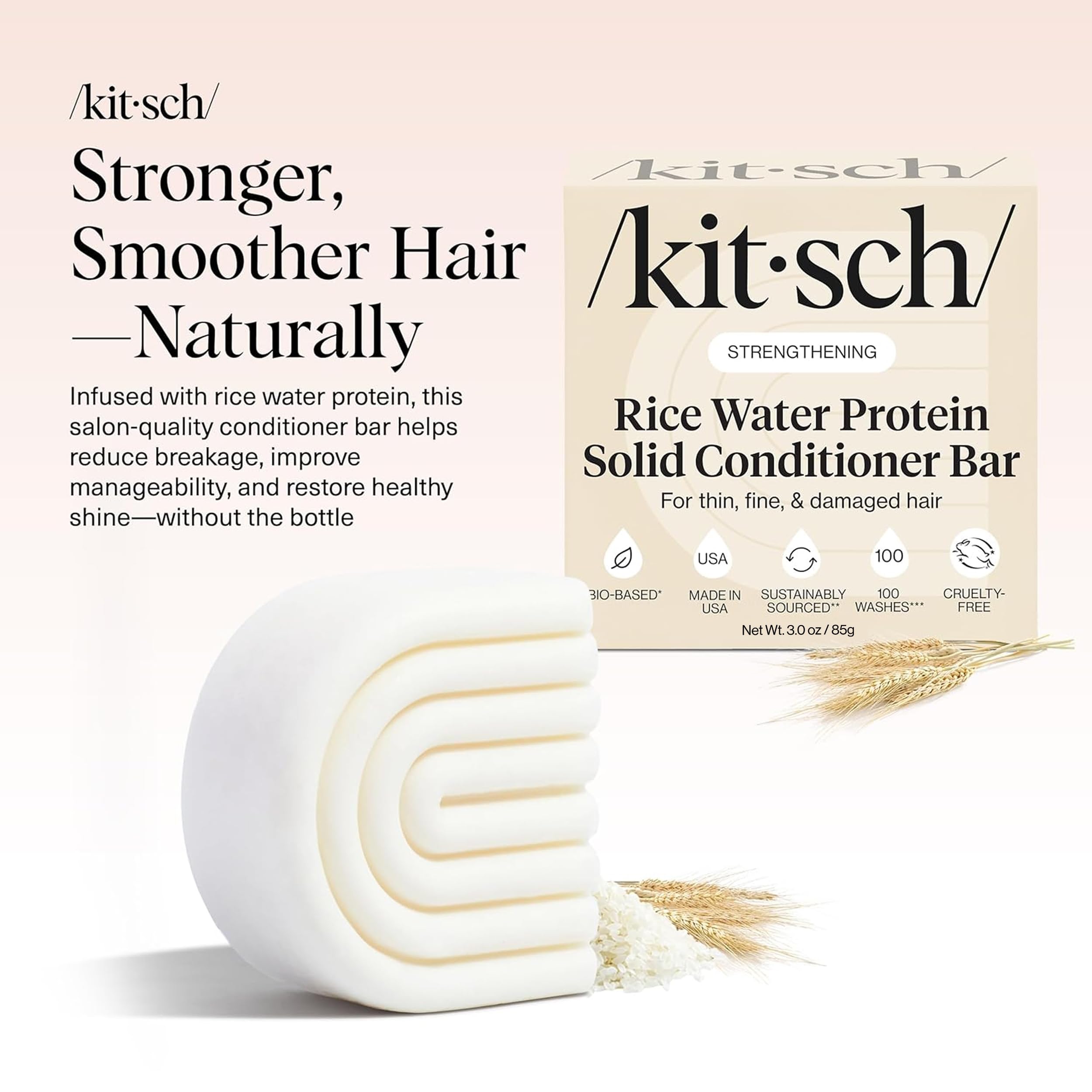 Kitsch bar texture close-up highlighting creamy finish and nourishment