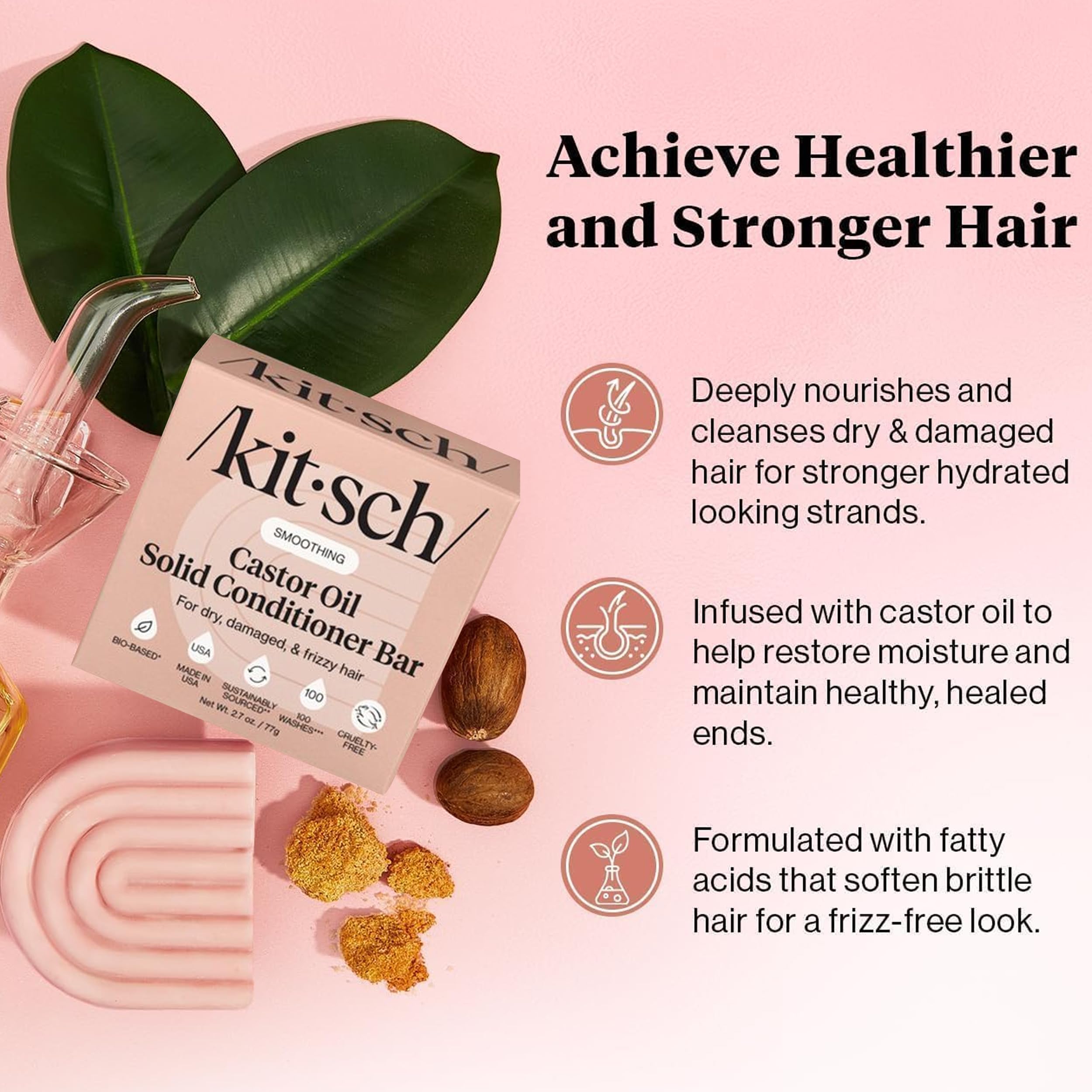 Kitsch close-up texture of solid conditioner bar, demonstrates moisturizing richness