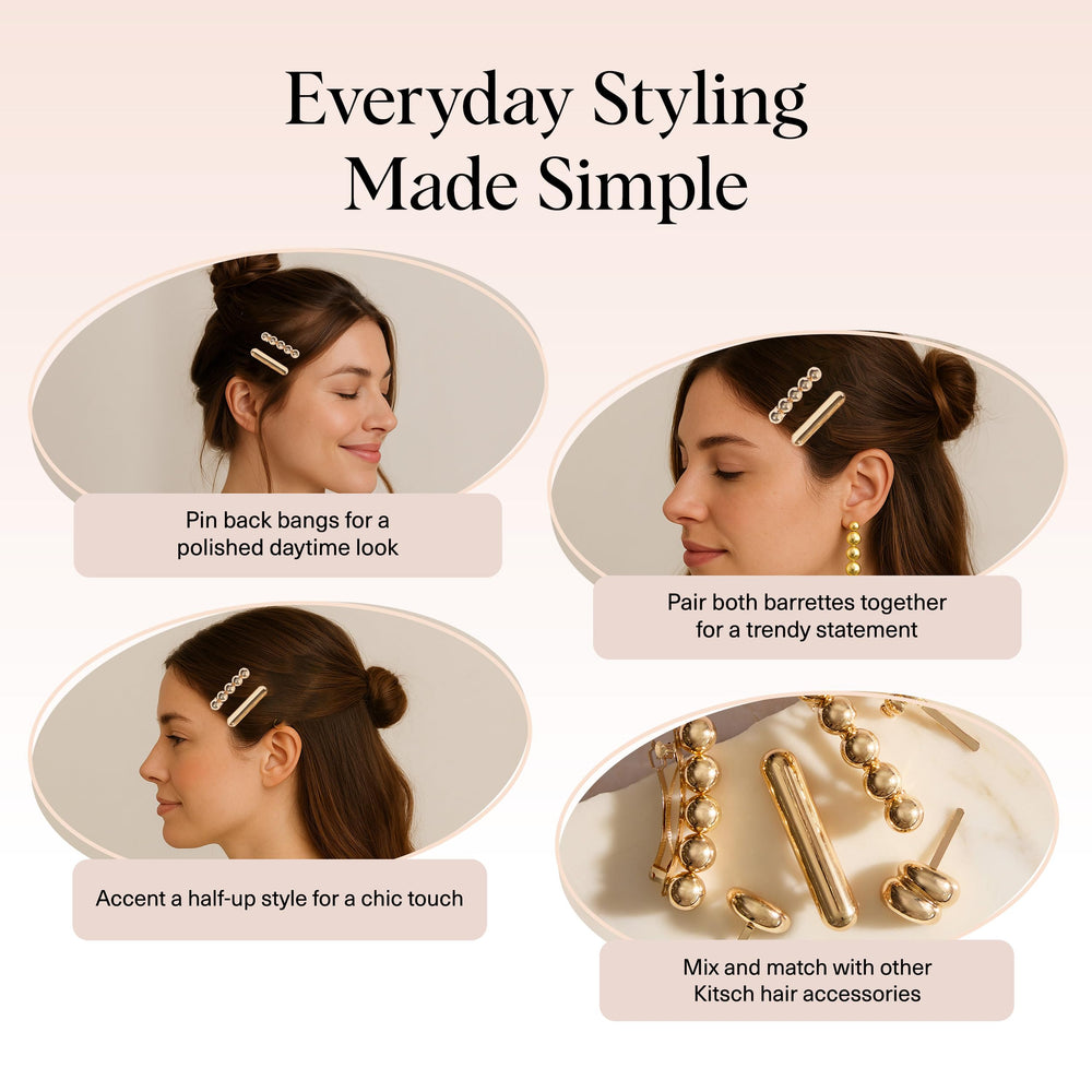 Kitsch barrettes next to coin shows size comparison and travel-friendly portability