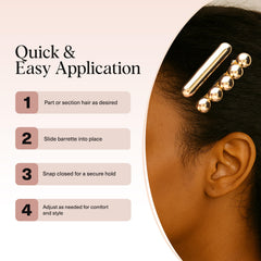 Kitsch barrettes reflecting light shows smooth texture and long-lasting sheen
