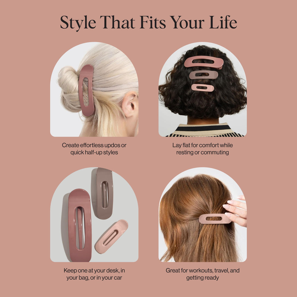 Kitsch beach lifestyle usage with clip holding hair during seaside activities