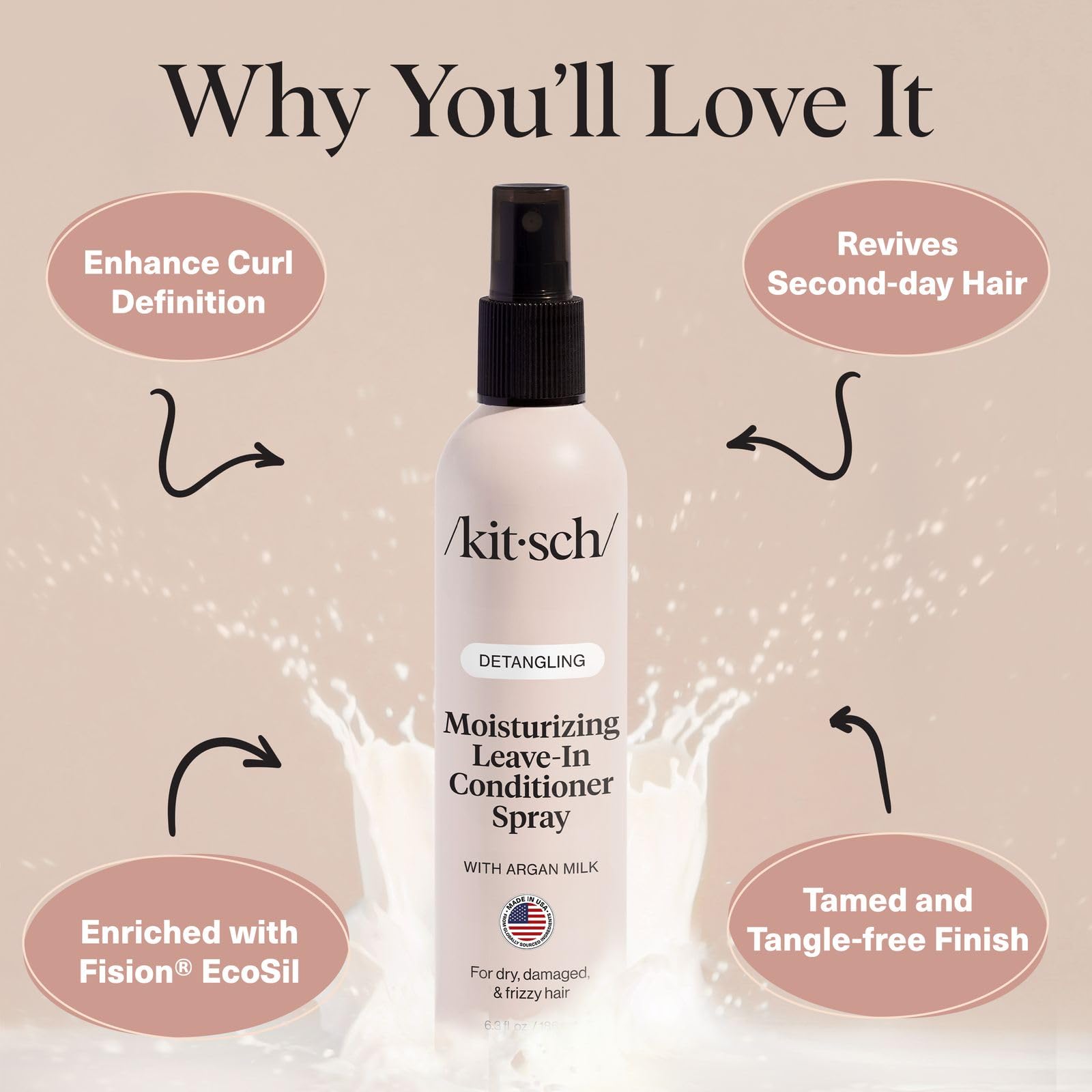 Kitsch before and after detangle displaying smoother, less tangled hair