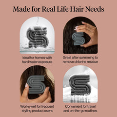 Kitsch before and after hair image showing clarified, lighter-looking strands