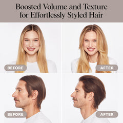 Kitsch before-and-after photo showing added volume and refreshed hair