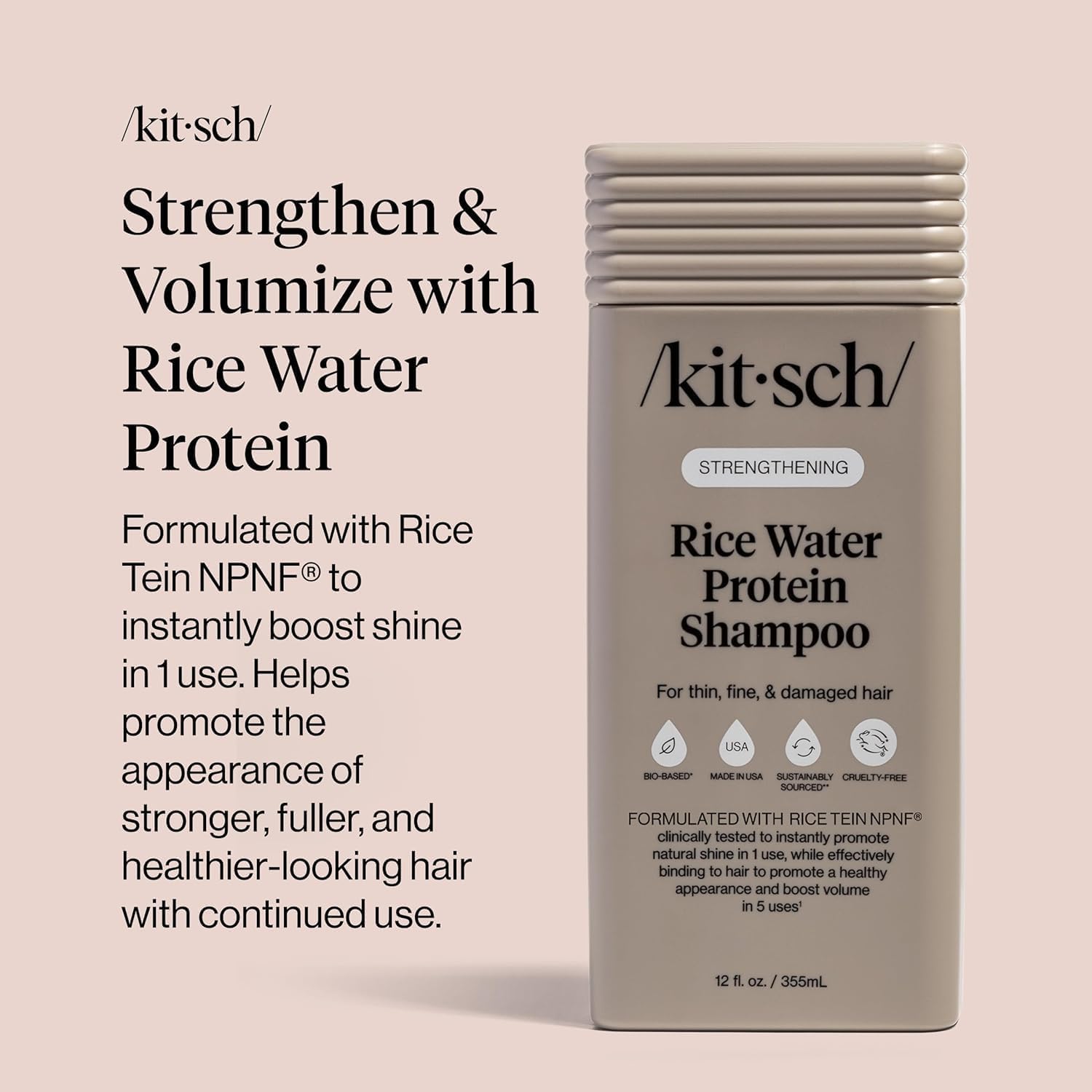 Kitsch bottle styled on bathroom shelf conveying daily routine ease