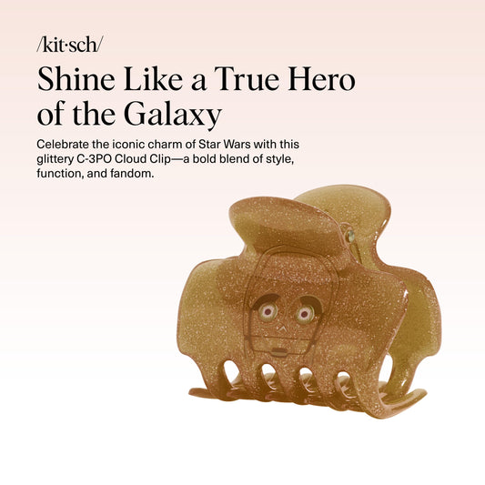 Kitsch C-3PO glitter texture close-up highlighting sparkle and durable finish
