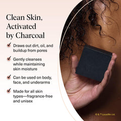 Kitsch charcoal soap lather texture demonstrating deep-cleaning foam benefit