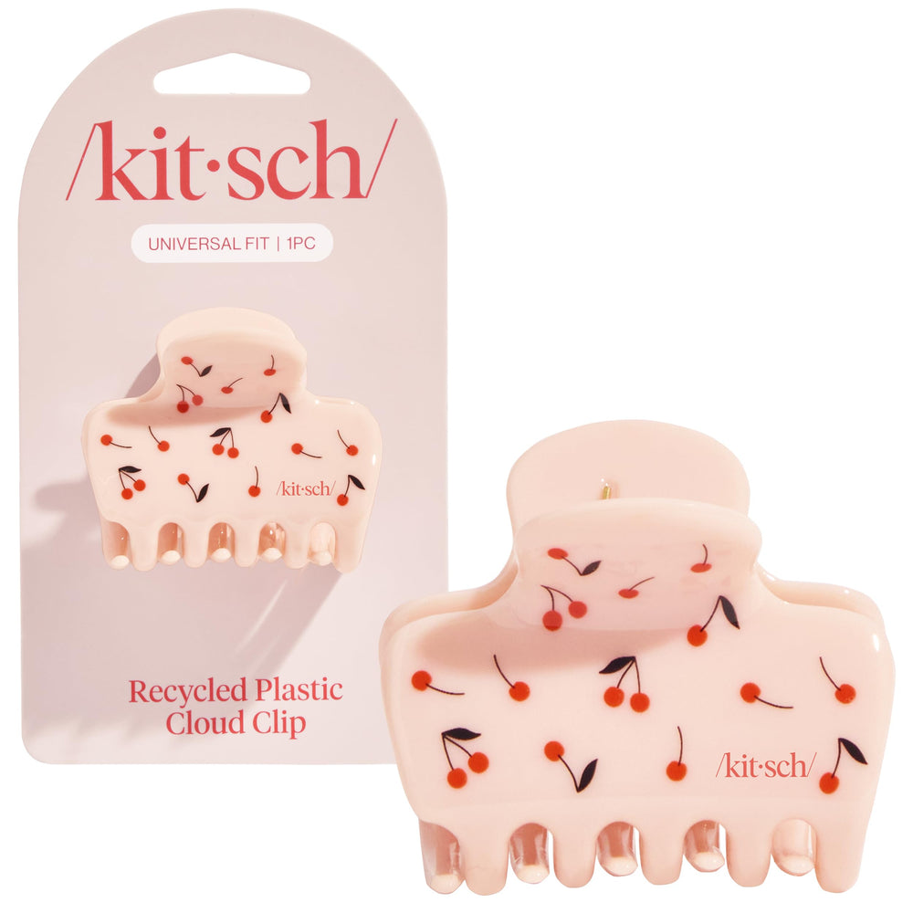 Kitsch cherry print clip front view showing secure hold