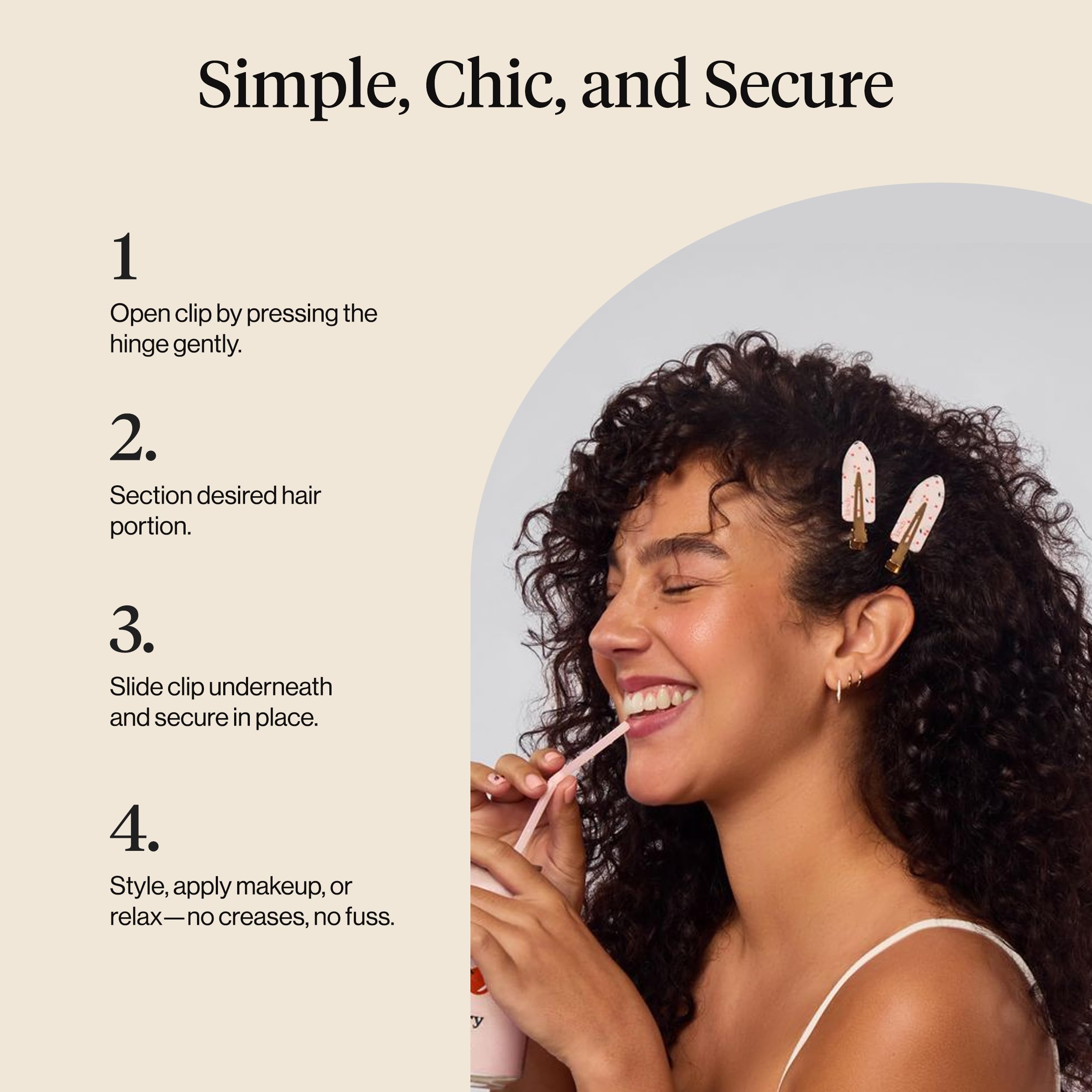 Kitsch clips securing sections during blow-dry to enable crease-free styling benefit
