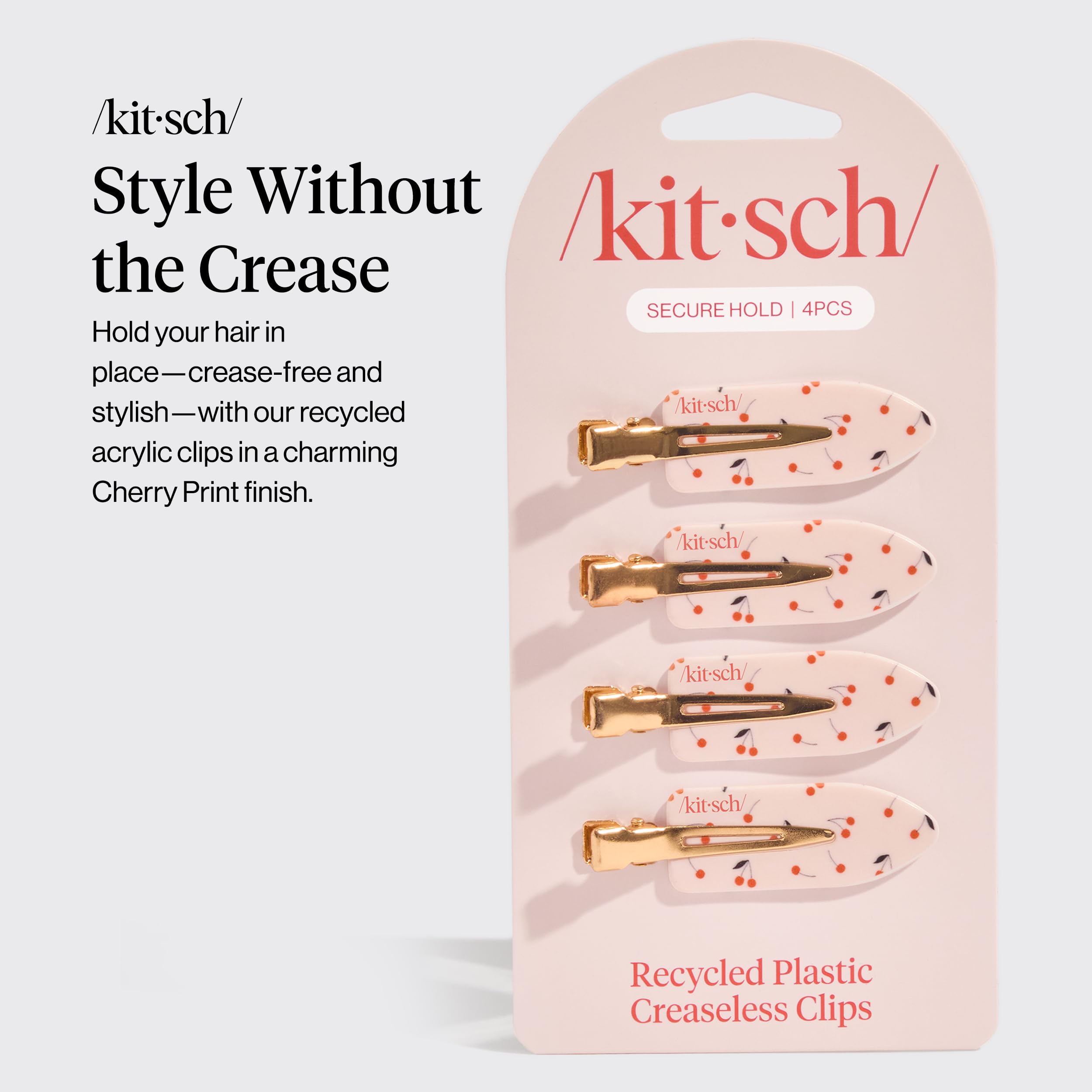 Kitsch close-up of recycled-acrylic texture highlighting smooth finish and gentle hold