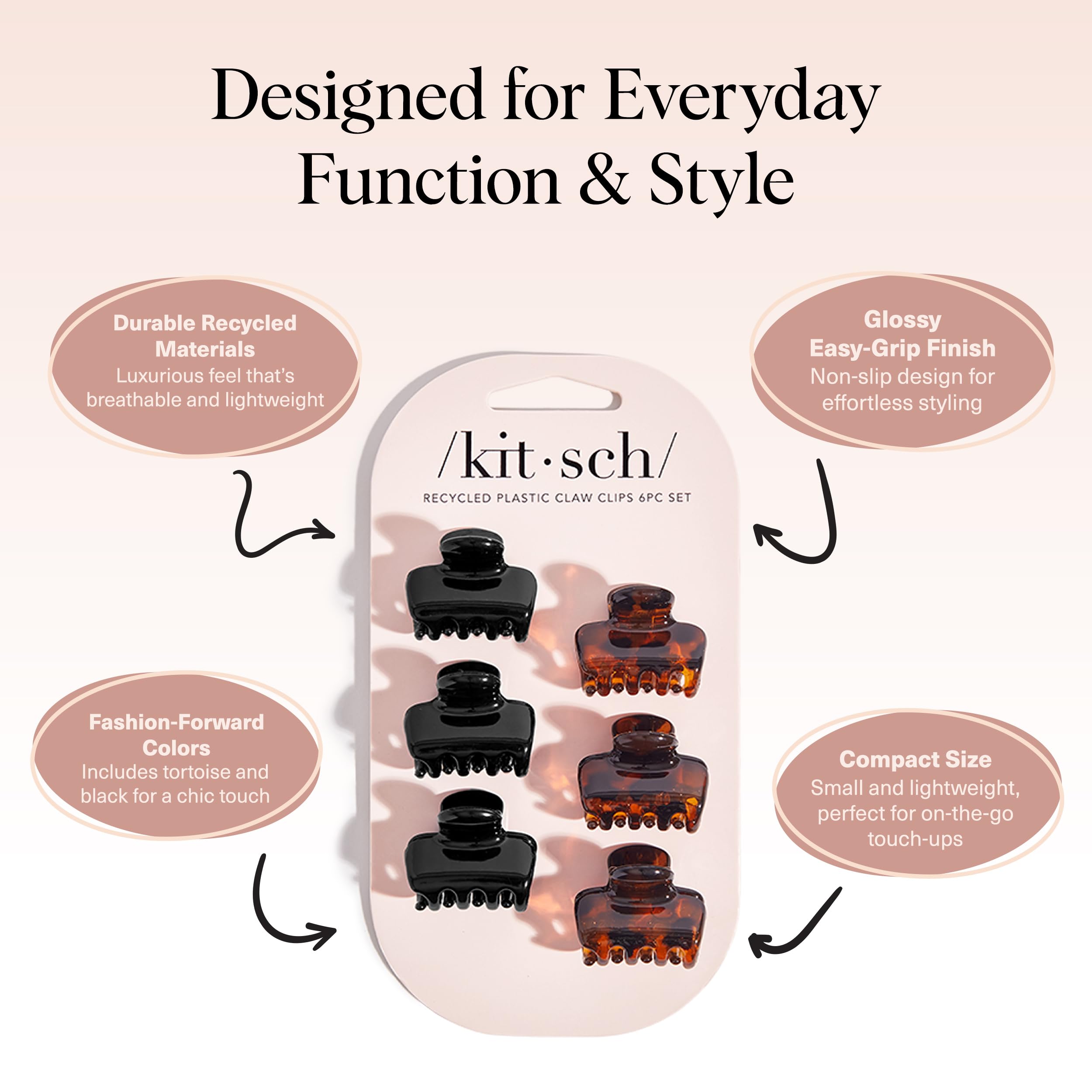 Kitsch clip holding fine hair without creasing for comfortable all-day wear