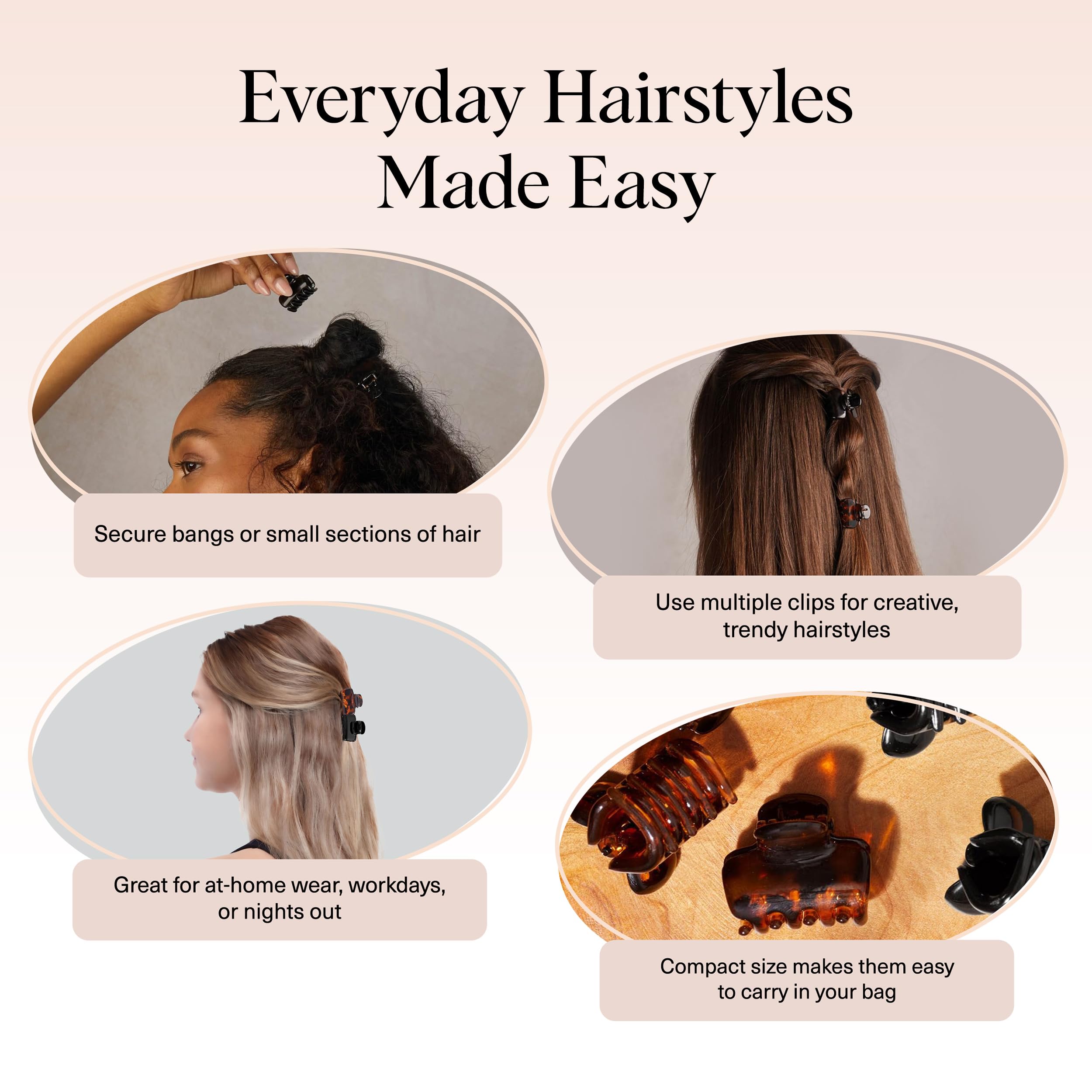 Kitsch clip styled in curly hair offering gentle hold and minimal frizz